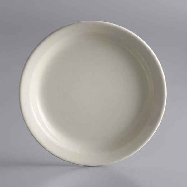 World Tableware NR-6 Kingsmen White 6 1/2" Ultima Cream White Narrow Rim Round Stoneware Plate - 36/Case 1 World Tableware NR-6 Kingsmen White 6 1/2" Ultima Cream White Narrow Rim Round Stoneware Plate - 36/Case