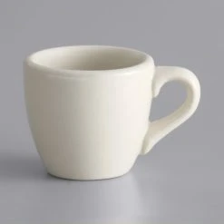 World Tableware PWC-35 Princess White 3.5 Oz. Ultima Cream White Rolled Edge Stoneware Demitasse Cup - 36/Case