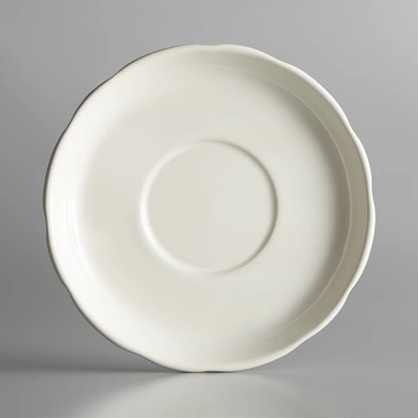 Acopa 6" Ivory (American White) Scalloped Edge Stoneware Saucer - 36/Case 2 Acopa 6" Ivory (American White) Scalloped Edge Stoneware Saucer - 36/Case - Image 2