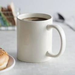 Acopa 12 Oz. Ivory C-Handle Stoneware Mug - 12/Pack