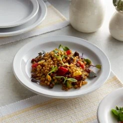 Acopa 8 1/4" Bright White Narrow Rim Stoneware Plate - 36/Case