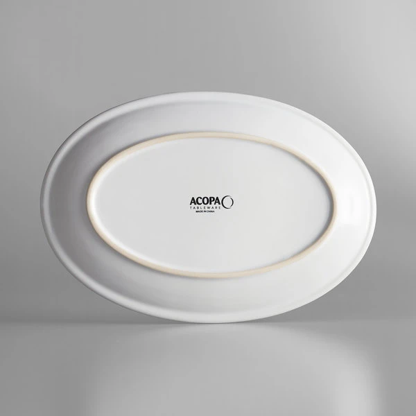 Acopa 11 3/4" X 8" Bright White Oval Coupe Stoneware Platter - 12/Case 3 Acopa 11 3/4" X 8" Bright White Oval Coupe Stoneware Platter - 12/Case - Image 3