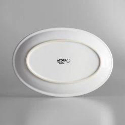 Acopa 11 3/4" X 8" Bright White Oval Coupe Stoneware Platter - 4/Pack -Acopa Sales 1897686