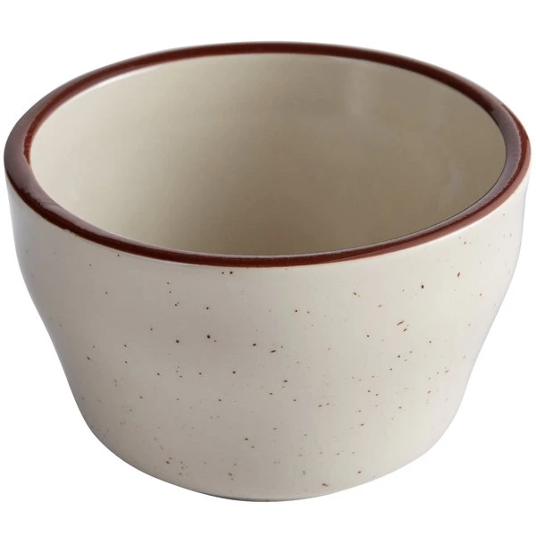 Acopa 7.25 Oz. Brown Speckle Narrow Rim Stoneware Bouillon Cup - 36/Case 2 Acopa 7.25 Oz. Brown Speckle Narrow Rim Stoneware Bouillon Cup - 36/Case - Image 2