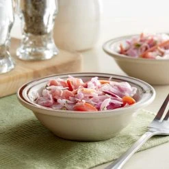 Acopa 4 Oz. Brown Speckle Narrow Rim Stoneware Fruit / Monkey Dish - 36/Case