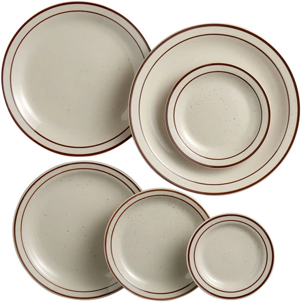 Acopa 6 1/2" Brown Speckle Narrow Rim Stoneware Plate - 36/Case 4 Acopa 6 1/2" Brown Speckle Narrow Rim Stoneware Plate - 36/Case - Image 4