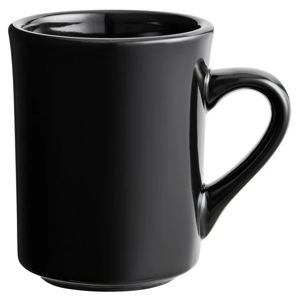 Acopa 8 Oz. Black Tiara Stoneware Mug - 36/Case 2 Acopa 8 Oz. Black Tiara Stoneware Mug - 36/Case - Image 2