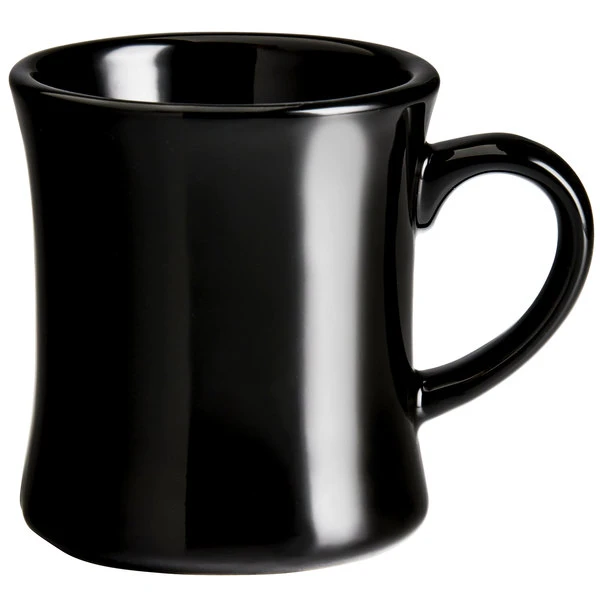 Acopa 12 Oz. Black Victor Stoneware Mug - 12/Pack 2 Acopa 12 Oz. Black Victor Stoneware Mug - 12/Pack - Image 2