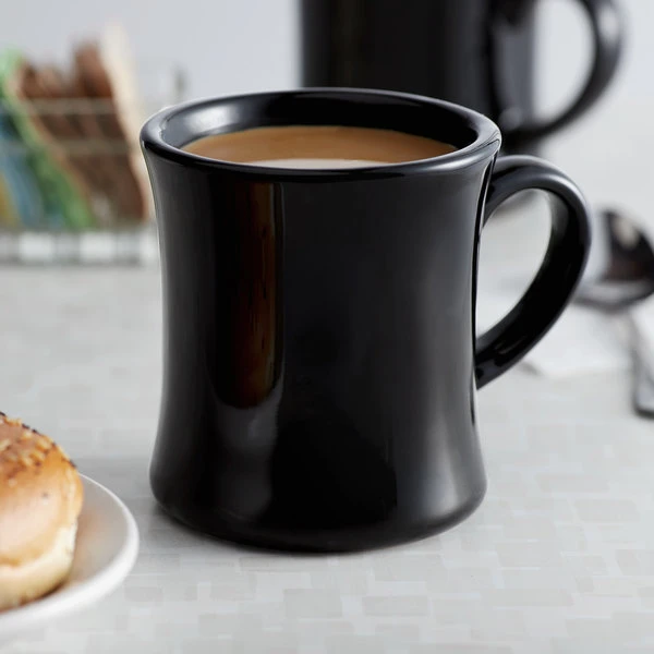 Acopa 12 Oz. Black Victor Stoneware Mug - 12/Pack 1 Acopa 12 Oz. Black Victor Stoneware Mug - 12/Pack