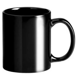 Acopa 12 Oz. Black C-Handle Stoneware Mug - 12/Pack