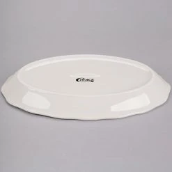 Acopa 12 5/8" X 9 1/4" Ivory (American White) Scalloped Edge Oval Stoneware Platter - 12/Case 5 Acopa 12 5/8" X 9 1/4" Ivory (American White) Scalloped Edge Oval Stoneware Platter - 12/Case -Acopa Sales 1921474
