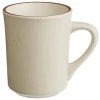 World Tableware DSD-17 Desert Sand 8.5 Oz. Brown Speckle Ivory (American White) Narrow Rim Stoneware Mug With Brown Band - 36/Case