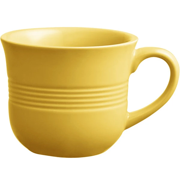 Acopa Capri 8 Oz. Citrus Yellow Stoneware Cup - 12/Pack 2 Acopa Capri 8 Oz. Citrus Yellow Stoneware Cup - 12/Pack - Image 2