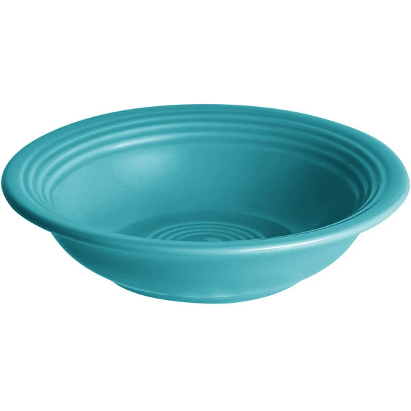 Acopa Capri 4.5 Oz. Caribbean Turquoise Stoneware Fruit Bowl / Monkey Dish - 12/Pack 2 Acopa Capri 4.5 Oz. Caribbean Turquoise Stoneware Fruit Bowl / Monkey Dish - 12/Pack - Image 2