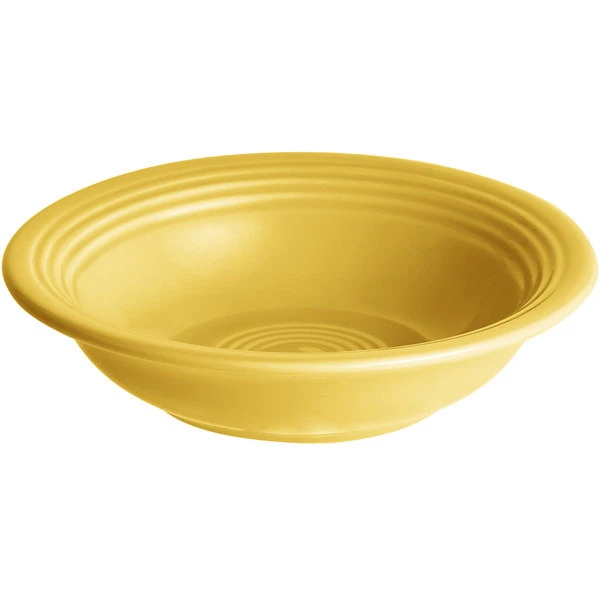 Acopa Capri 4.5 Oz. Citrus Yellow Stoneware Fruit Bowl / Monkey Dish - 12/Pack 2 Acopa Capri 4.5 Oz. Citrus Yellow Stoneware Fruit Bowl / Monkey Dish - 12/Pack - Image 2