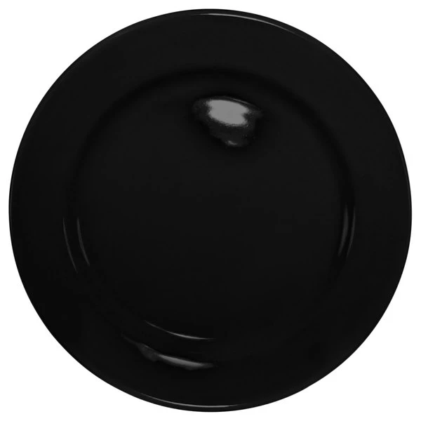 International Tableware CA-16-B Cancun 10 1/4" Black Stoneware Rolled Edge Wide Rim Plate - 12/Case 1 International Tableware CA-16-B Cancun 10 1/4" Black Stoneware Rolled Edge Wide Rim Plate - 12/Case