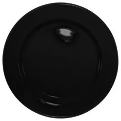 International Tableware CA-6-B Cancun 6 5/8" Black Stoneware Rolled Edge Wide Rim Plate - 36/Case