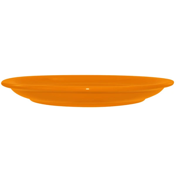 International Tableware CAN-6-O Cancun 6 1/2" Orange Stoneware Rolled Edge Narrow Rim Plate - 36/Case 2 International Tableware CAN-6-O Cancun 6 1/2" Orange Stoneware Rolled Edge Narrow Rim Plate - 36/Case - Image 2