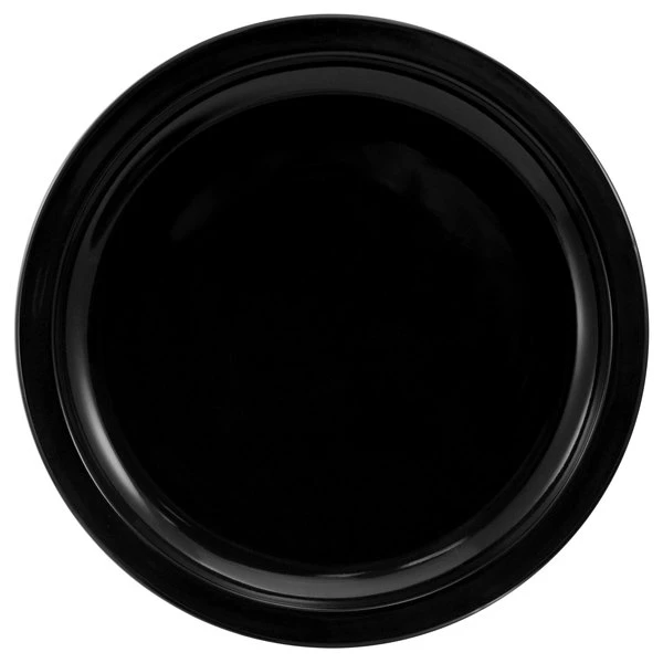 International Tableware CAN-16-B Cancun 10 1/2" Black Stoneware Rolled Edge Narrow Rim Plate - 12/Case 1 International Tableware CAN-16-B Cancun 10 1/2" Black Stoneware Rolled Edge Narrow Rim Plate - 12/Case