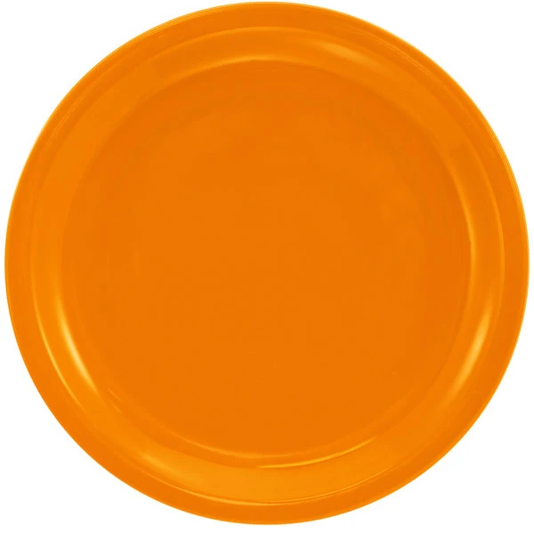 International Tableware CAN-7-O Cancun 7 1/4" Orange Stoneware Rolled Edge Narrow Rim Plate - 36/Case 1 International Tableware CAN-7-O Cancun 7 1/4" Orange Stoneware Rolled Edge Narrow Rim Plate - 36/Case