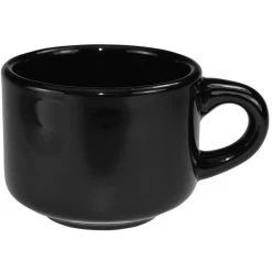 International Tableware CA-23-B Cancun 7 Oz. Black Stoneware Stacking Cup - 36/Case