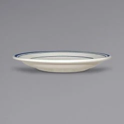 Alternative view of International Tableware CT-36 Catania 5 1/8" Ivory (American White) Stoneware Saucer With Blue Bands - 36/Case