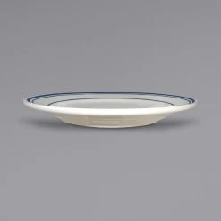 Alternative view of International Tableware CT-7 Catania 7 1/8" Ivory (American White) Stoneware Plate With Blue Bands - 36/Case