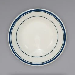 Alternative view of International Tableware CT-11 Catania 5 Oz. Ivory (American White) Stoneware Fruit Bowl With Blue Bands - 36/Case