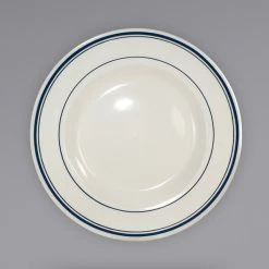 Alternative view of International Tableware CT-125 Catania 32 Oz. Ivory (American White) Stoneware Pasta Bowl With Blue Bands - 12/Case