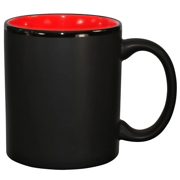 International Tableware 87168-2904/05MF-05C Hilo 11 Oz. Red In / Black Out Stoneware C-Handle Mug - 12/Case 1 International Tableware 87168-2904/05MF-05C Hilo 11 Oz. Red In / Black Out Stoneware C-Handle Mug - 12/Case