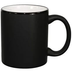 International Tableware 87168-02/05MF-05C Hilo 11 Oz. White In / Black Out Stoneware C-Handle Mug - 12/Case