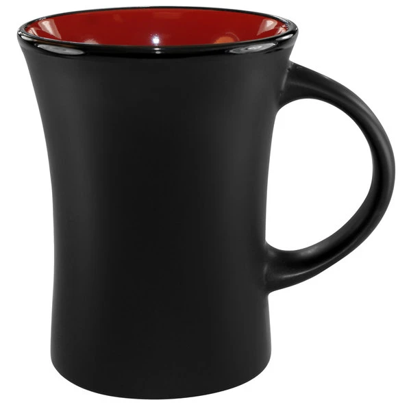 International Tableware 83570-2904/05MF-05C Hilo 9.5 Oz. Red In / Black Out Stoneware Venturi Flared Mug - 12/Case 1 International Tableware 83570-2904/05MF-05C Hilo 9.5 Oz. Red In / Black Out Stoneware Venturi Flared Mug - 12/Case