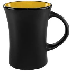 International Tableware 83570-2900/05MF-05C Hilo 9.5 Oz. Yellow In / Black Out Stoneware Venturi Flared Mug - 12/Case