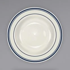 Alternative view of International Tableware CT-3 Catania 12 Oz. Ivory (American White) Stoneware Deep Rim Soup Bowl With Blue Bands - 24/Case