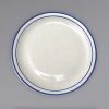 International Tableware DA-7 Danube 7 1/4" Ivory (American White) Blue Speckled Narrow Rim Stoneware Plate With Blue Bands - 36/Case