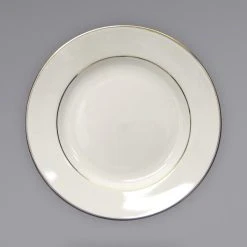 Alternative view of International Tableware FL-16GF Florentine 10" Gold Rim Ivory (American White) Stoneware Plate - 12/Case
