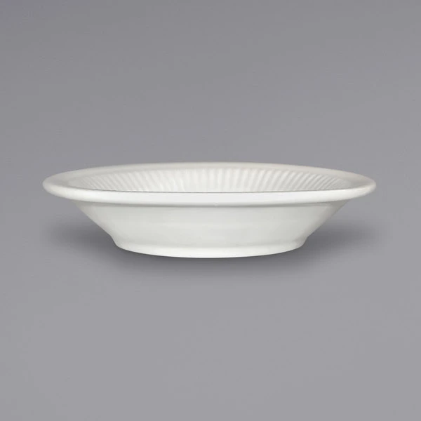 International Tableware AT-2 Athena 5 1/2" Ivory (American White) Embossed Stoneware Saucer - 36/Case 2 International Tableware AT-2 Athena 5 1/2" Ivory (American White) Embossed Stoneware Saucer - 36/Case - Image 2