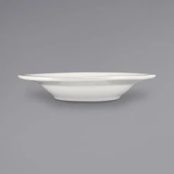 International Tableware AT-3 Athena 12 Oz. Ivory (American White) Wide Rim Rolled Edge Embossed Stoneware Deep Rim Soup Bowl - 24/Case