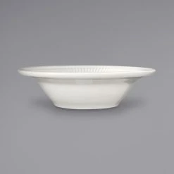 International Tableware AT-10 Athena 6.5 Oz. Ivory (American White) Wide Rim Rolled Edge Embossed Stoneware Grapefruit Bowl - 36/Case