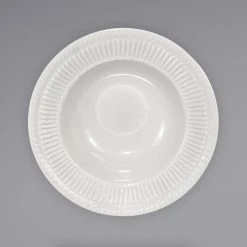 Alternative view of International Tableware AT-10 Athena 6.5 Oz. Ivory (American White) Wide Rim Rolled Edge Embossed Stoneware Grapefruit Bowl - 36/Case