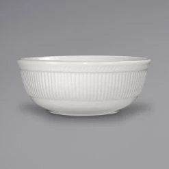International Tableware AT-15 Athena 18 Oz. Ivory (American White) Embossed Stoneware Nappie / Oatmeal Bowl - 36/Case