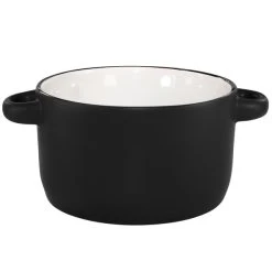 International Tableware 83567-02/05MF-05C Hilo 11 Oz. White In / Black Out Stoneware Mini Casserole Dish / Soup Bowl - 12/Case