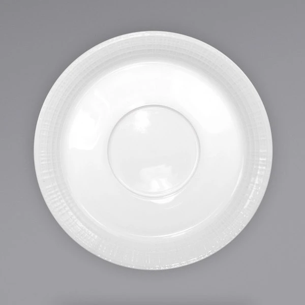 International Tableware DR-2 Dresden 6 1/2" Bright White Porcelain Saucer - 36/Case 1 International Tableware DR-2 Dresden 6 1/2" Bright White Porcelain Saucer - 36/Case