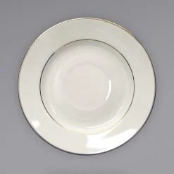 International Tableware FL-2GF Florentine 5 3/4" Gold Rim Ivory (American White) Stoneware Saucer - 36/Case