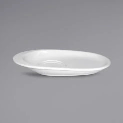International Tableware FA-6929S 8 3/8" X 5 1/4" Bright White Offset Stoneware Milano Saucer - 36/Case