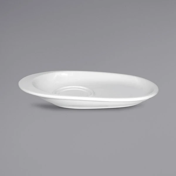 International Tableware FA-6929S 8 3/8" X 5 1/4" Bright White Offset Stoneware Milano Saucer - 36/Case 1 International Tableware FA-6929S 8 3/8" X 5 1/4" Bright White Offset Stoneware Milano Saucer - 36/Case