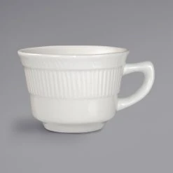 International Tableware AT-1 Athena 7 Oz. Ivory (American White) Embossed Stoneware Low Cup - 36/Case