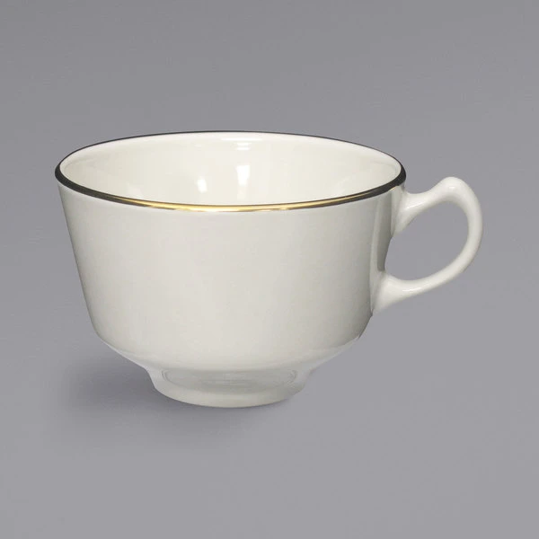 International Tableware FL-1 Florentine 7 Oz. Gold Rim Ivory (American White) Stoneware Cup - 36/Case 1 International Tableware FL-1 Florentine 7 Oz. Gold Rim Ivory (American White) Stoneware Cup - 36/Case