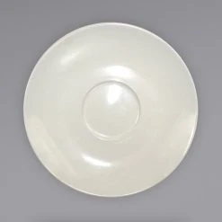 International Tableware RO-67 Roma 6 1/2" Ivory (American White) Wide Rim Rolled Edge Cappuccino Saucer - 36/Case