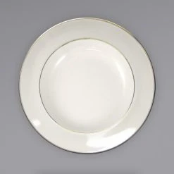 Alternative view of International Tableware FL-3GF Florentine 12 Oz. Gold Rim Ivory (American White) Stoneware Deep Rim Soup Bowl - 24/Case
